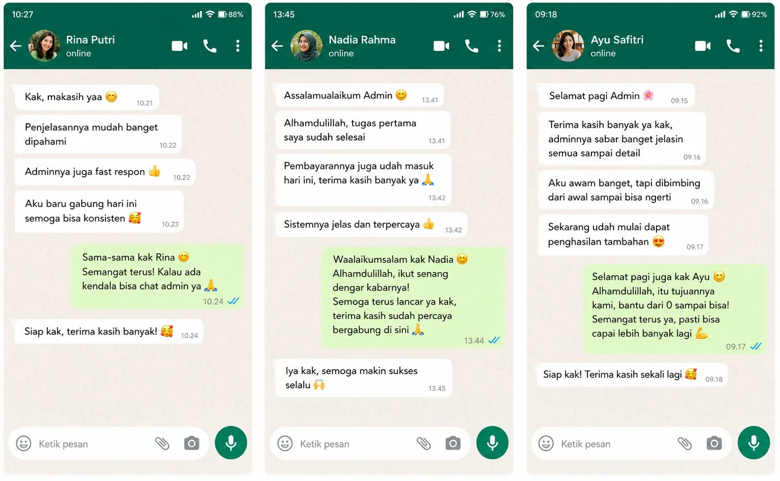 Testimoni WhatsApp pengguna